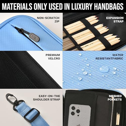 Scribbles That Matter - A5 Pencil Case Pouch + Journal Organizer - Large capacity Kawaii Pencil Pouch, Pen Case, Marker Case, Storage Journal Pouch Zippered Pocket Adjustable Shoulder Strap (7 x 10) - Image 5