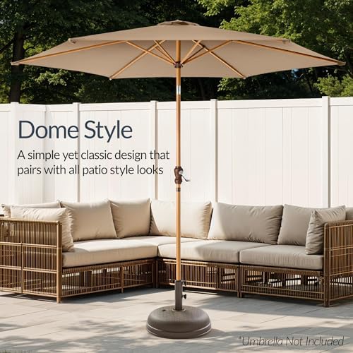 Best Choice Products Fillable Umbrella Base Stand Round Dome Plastic Patio Umbrella Base Stand, Pole Holder for Outdoor, Lawn w/ 55lbs Weight Capacity, Adjustment Knob - Brown - Image 5