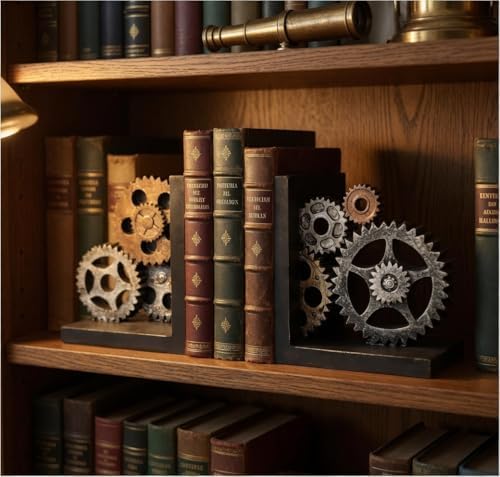 Bellaa Gear Bookends, Steampunk, Heavy Duty, 20881 - Image 2