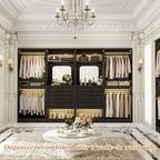Unikito Closet System, 100" Closet Organizer with Drawers & Mirror, Black - Image 6