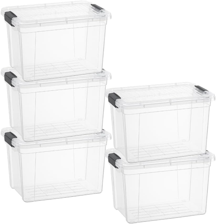 Superio 2.5 Quart Clear Plastic Storage Boxes with Lids, Stackable Organizer Containers, BPA-Free Storage Bins for Home, Office, School & Dorm, 5 Pack by Superio