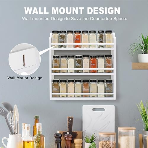 3-Tier Bamboo Spice Rack, Wall Mount & Countertop Spice Organizer - Image 6