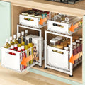 Under Sink Organizer, 2-Tier Multi-Use Kitchen and Bathroom Organizers and Storage, Slide Out Thickened Metal Under The Sink Organizer for Kitchen Bathroom Pantry (Style A White, 2 Pack) by Unknown