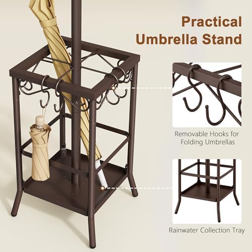 Hoctieon Coat Rack Freestanding, Coat Tree with Umbrella Holder - Image 3