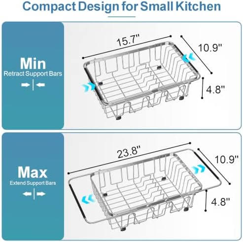 GSlife Dish Drying Rack in Sink - Stainless Steel Over Sink Dish Drainer - Image 3
