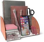 My Space Organizers Rose Gold Desk Organizer, Acrylic, 9 Compartments, Office Supplies Desk Accessories Organizer with Drawer, Pen Holder, Office Decor Desktop Organization (Rose Gold) by MySpaceOrganizers