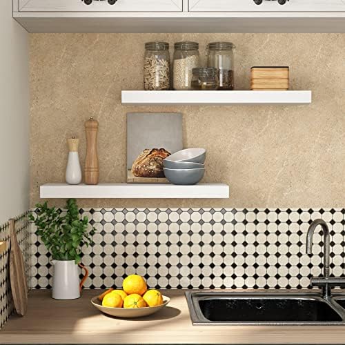 HOOBRO Floating Shelves for Wall, Wall Mounted Shelf Set of 2, 23.6" Hanging Shelf with Invisible Brackets, for Wall Decor Storage in Bathroom Bedroom Kitchen Living Room Office, White WT60BJ01 - Image 4