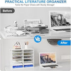 Mail Sorter for Desk, Countertop Literature Organizer, Student Mailbox for Classroom, Desktop Bill Paper Holder Rack for Office Home School, 12 Compartments, White - Image 3