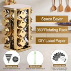Kitchen stainless steel spice rack with 16 food grade glass cans-275 spice label-rotating vertical bracket and countertop seasoning rack cabinet tower storage rack (golden, 16) - Image 5