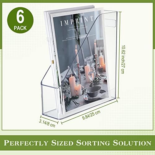 Marsui 6 Pcs Clear Acrylic Magazine Holder with Handle Desk Organizer - Image 2