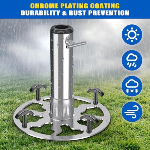 Dolibest Heavy Duty Patio Umbrella Stand (1-1.9'' Pole), Outdoor Umbrella Base with Ground Spikes/Expansion Anchors, Steel Umbrella Base for Patio Yard Grass/Concrete Use - Image 5
