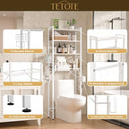 TETOTE Over-The-Toilet Storage Rack, 4-Tier Bathroom Organizer Shelf Over Toilet with Adjustable Shelf and Basket, Freestanding Space Saver Bathroom Shelves Above Toilet for Room(White) - Image 4