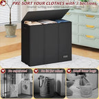 195L Laundry Hamper 3 Section,Large Laundry Hamper with Lid,Dirty Clothes Hamper with 3 Inner Bags,Collapsible Laundry Basket Organizer for Laundry Room,Bedroom,Laundry Sorter Hamper 3 Compartment - Image 3