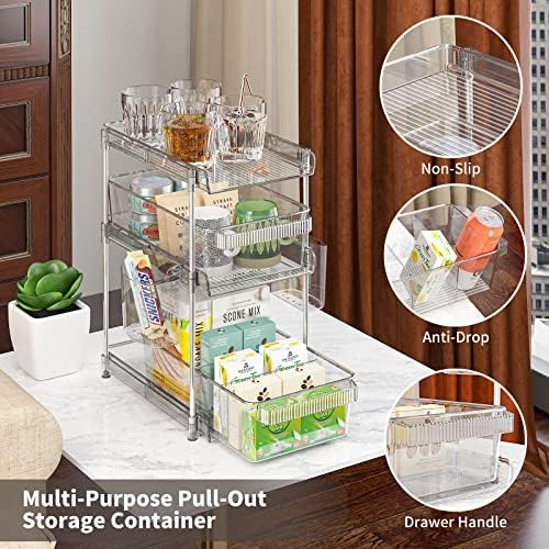 WAKISA 2Pcs Pull Out Organizer and Storage with Cups and Removable Dividers - Image 3