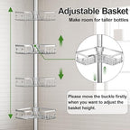 Corner Shower Caddy Tension Pole 4 Tier Adjustable Stainless Steel Shower Shelf for Inside Shower Bathtub Shampoo,Standing Bathroom Organizer Shelves with 26 to 120 inch Height - Image 3