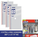Hefty Hanging Compression Bags 3 Extra Long Vacuum Garment Storage Bags for Clothes, Travel, Closet Organization (60 X 27 Inches) (X-Large) - Image 6