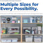 Hefty 6.5 Qt Flat-Lid Storage Bin with Lid, Stackable Plastic Storage Container, Organizer for Home, Office & Classroom, 8 Pack, Gray - Image 7