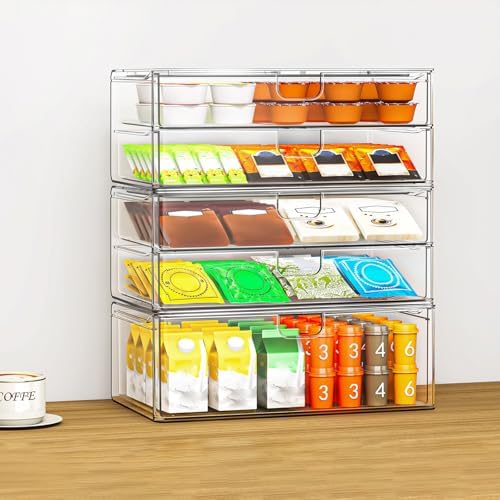 caktraie 6-Pack Acrylic Stackable Storage Drawers for Vanity, Desk, Bath - Image 2