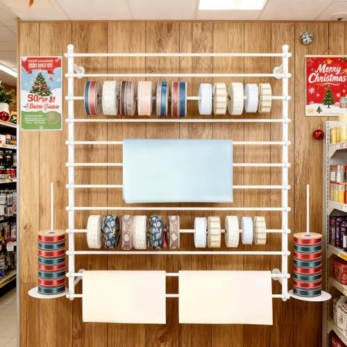 12 Layers Wall Ribbon Organizer Holder Wrapping Paper Thread Scarf Tie Rack - Image 3
