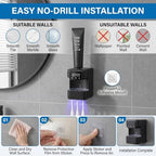 Wall-Mounted Automatic Toothpaste Dispenser, Toothbrush Cleaner with Sensor-Activated Design, Toothbrush Holder with Removable Slots & Smart Display, Toothpaste Dispenser for Kids & Adult (Black2.0) - Image 6