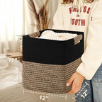 12 Inch Storage Cubes, 3 Pack Cube Storage Bins for Organizing, Cotton Rope Woven Baskets for Shelves, Bathroom, Kids Room, Closets, Baby Nursery - Image 3