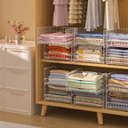 Hongtamoya 4-Tier Sliding Closet Organizers and Storage Shelves, Stackable Closet Shelf Organizer Basket Bins, Drawer Shelf Storage Container for Wardrobe Cupboard Kitchen Bathroom Office, White - Image 5