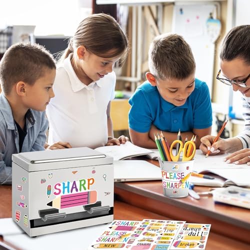 Stainless Steel Pencil Dispenser Pen Holder Back to School Dull Pencil Bucket with 4 sheet Stickers Metal Bucket with Handle for Bulk Pencils Storage Teachers Classroom Supplies (Silver) - Image 7