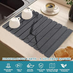 Stone Dish Drying Mat for Kitchen Counter, 24 x 16 Inch(Dark Gray Marble) - Image 4