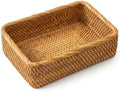 Yangqihome Natural Rattan Storage Baskets, Rectangular Woven Fruit Baskets, Decorative Wicker Basket Large Baskets for Organizing (L) by YANGQIHOME