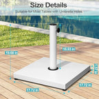 Outdoor Umbrella Base, 43lbs Heavy Duty White Umbrella Stand - Image 3