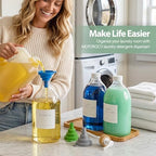 Moforoco 3 Pack White Liquid Laundry Detergent Dispenser with Bamboo Tray, 64 Oz Plastic Laundry Soap Dispenser, Fabric Softener Dispenser with Pump and Labels for Laundry Room Decor and Organization - Image 5