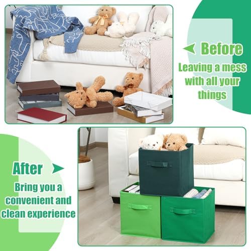 Karenhi 6 Pack Cube Storage Bins, Green Fabric Organizer - Image 5