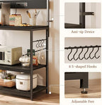 SUPERJARE Bakers Rack with Power Outlets, Microwave Stand, 31.5 X 16.5 Inch Larger Desktop, Kitchen Storage Rack with Adjustable Middle Shelf, 6 S-Shaped Hooks, Coffee Bar Stand, Black - Image 7