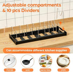 Nigelia 2 Pack Pots and Pans Organizer for Under Cabinet, 22" Expandable Food Storage Container Lid Organizers with 10 Adjustable Dividers Pot Lid Holders Rack Inside Cabinet&Kitchen Countertop(Black) - Image 2