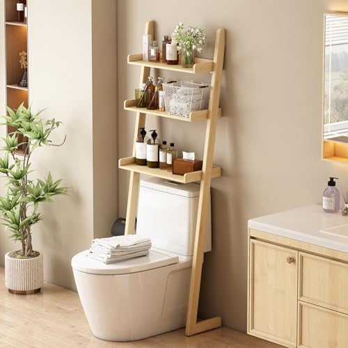 3-Tier Bathroom Over Toilet Storage for Small Space (Natural) - Image 7