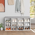 Aenuert 12-Cubby Shoe Rack with Cushion, 3-Tier Wood Shoe Organizer, Multifunctional Shoe Organizer Bench for Entryway, Mudroom, Hallway, Closet,36.22 * 11.81 * 17.7 Inch, White - Image 3