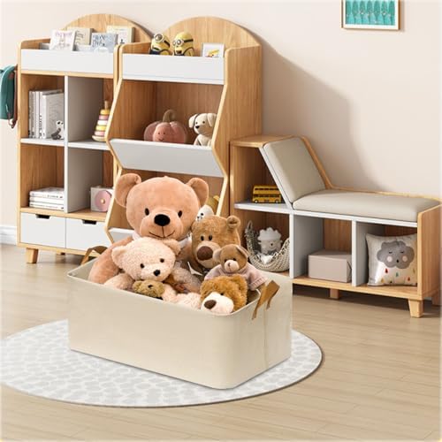 SNWDN 4 Pack Closet Cloth Storage Bins with Handles（ Beige 16.5''L x 11.8''W x 9.8''H） - Image 7