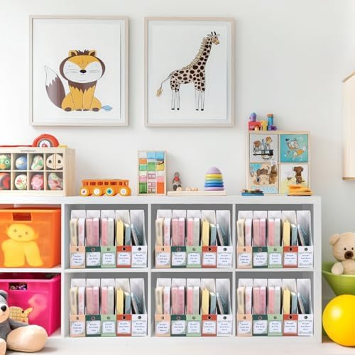 Pasimy 25 Pcs Greenery Cardboard Magazine File Holder Magazine Organizer Book Bin with Label Sticker Multicolor File Storage Box for Desk Shelves Document School Classroom Home Office Supplies - Image 5