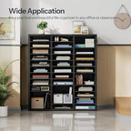 HOOBRO Literature Organizer, 36 Compartments Wooden Mail Organizer, Countertop Literature Sorter with Adjustable Shelves for Home, Office, School, Student Mailbox for Classroom, Black BK123WF01 - Image 2