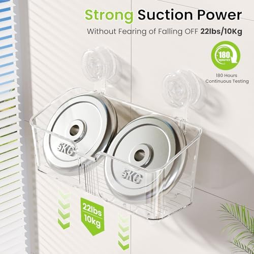 LUXEAR Shower Caddy Suction Cup, No Drilling Strong Hold Shower Organizer with Hooks & Soap Dish Fast Draining Removable Reusable Bathroom Storage Shelf Friendly for Bathroom/Kitchen/RV 22LBS Capacity - Image 4