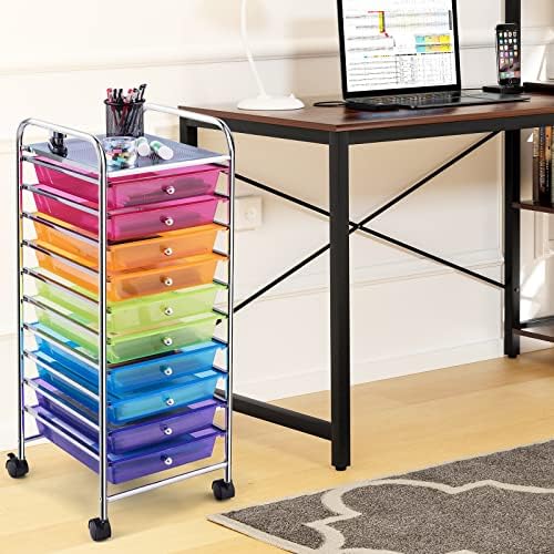 COSTWAY 10-Drawer Rolling Storage Cart, Utility Mobile Trolley - Image 2