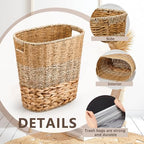 Ziliny 2 Pcs Wicker Trash Can with 50 Tarsh Bags, Classic Style, Mix Color - Image 4