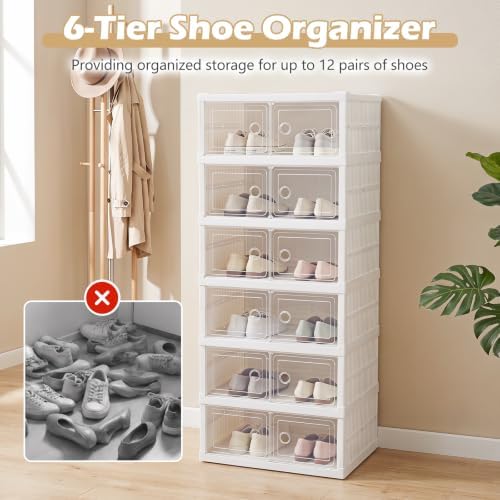 GIANTEX 6-Tier Shoe Rack Organizer, Folding Shoe Storage Boxes, No-Assembly - Image 5