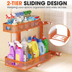 Under Sink Organizer 4-Pack, Metal 2-Tier Pull-Out Cabinet Shelf with Slide-Out Mesh Drawers, Height Adjustable, Space-Saving Under Sink Storage Racks for Kitchen, Bathroom, Laundry Room, Orange - Image 6