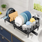 TOOLF Expandable Dish Drying Rack for Kitchen Counter, 16.7-26.8in, Black - Image 2