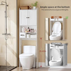 Over the Toilet Storage Cabinet, Tall Slim Bathroom Organizer with Doors, Adjustable Shelves & Built-in Toilet Paper Holder, Space-Saving Above Toilet Cabinet for Small Bathrooms(White) - Image 2