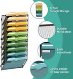 SUPEASY 10 Tier Wall File Organizer, Hanging Wall Mounted Mail Organizer with Label Slots, Metal Mesh File Holder Magazine Rack for Office, Home, School or Classroom, Black - Image 3
