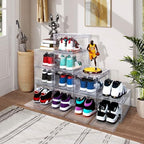 Upgraded 12 Pack Shoe Box,Acrylic Clear Shoe Boxes,Drop Front Shoe Storage Box,Clear Plastic Stackable Sneaker Box,Shoe Containers,Shoe Display Case,Sneaker Storage,Fits Up to Size 15 - Image 4