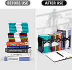 2 Pack Adjustable Metal Book Ends for Heavy Books, Extends Up to 19", Black - Image 6