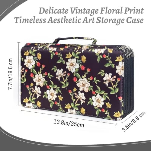 YOUNGCOL 300-Capacity Colored Pencil Case Pen Organizer(Black vintage floral) - Image 3